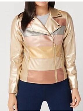 G.I.L.I. Women's Metallic Patchwork  Jacket